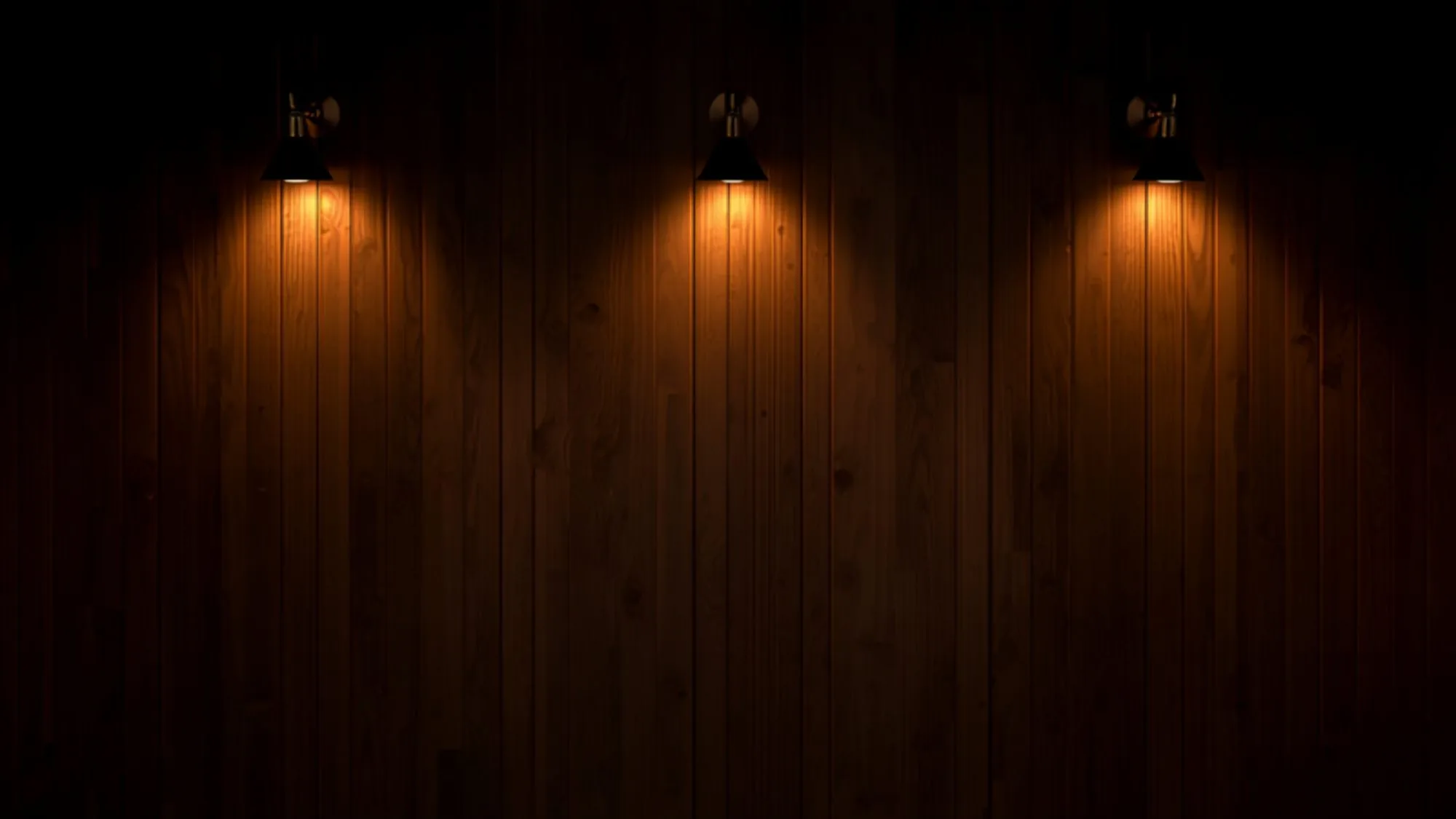 A panelled wall under picture lights