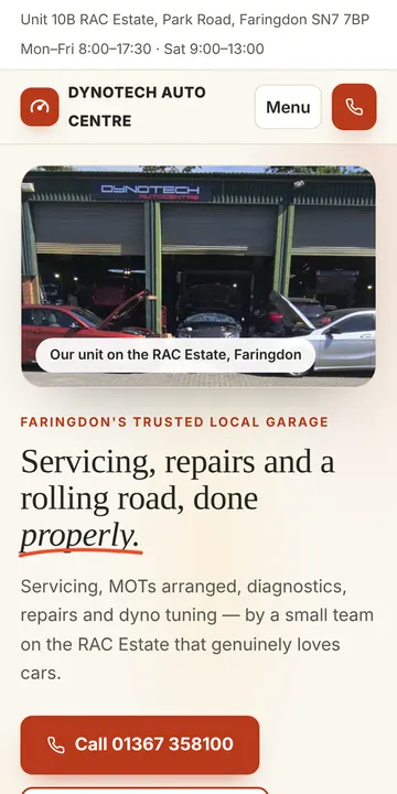 The same site on a phone