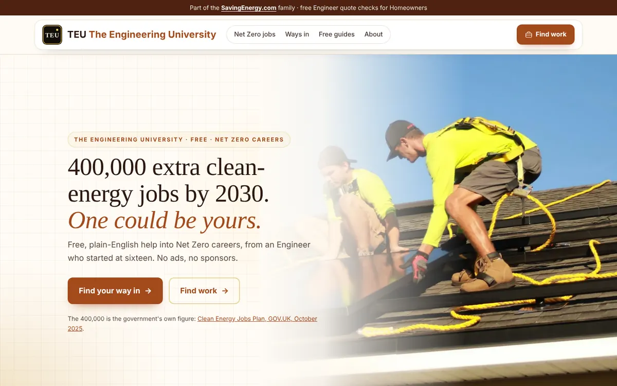 The Engineering University home page, on a laptop